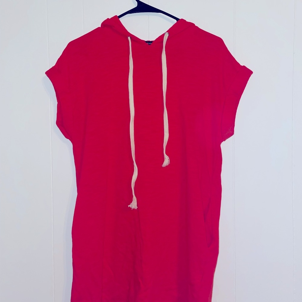 Forever 21 Red Hooded T-Shirt Dress Size M